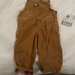 Kids Tan Corduroy Overalls